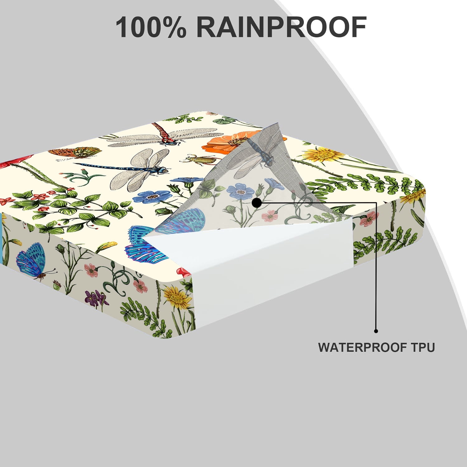 All Smiles Outdoor Chair Cushions for Patio Furniture Set of 19X19 Inch Deep Seat Waterproof Resistant Replacement Garden Flowers Farmhouse Decorative Cushions for Seat Yard Garden Deck