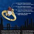 thumbnail image 2 of Gem Stone King 18K Yellow Gold Plated Silver Red Rhodolite Garnet White Moissanite Ring for Women | 1.55 Cttw | Heart Shape 6MM | Wedding Engagement Anniversary Promise Ring for Women | Size 6, 2 of 6