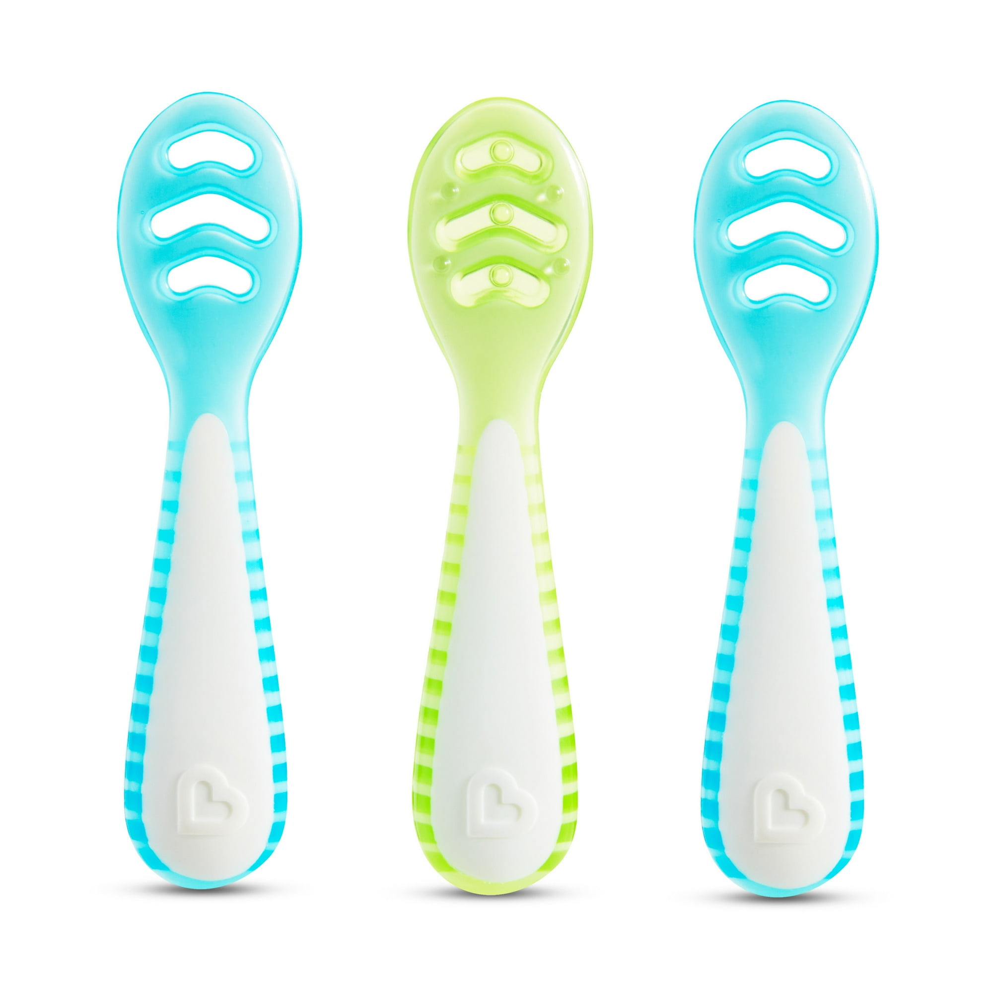 Munchkin Gentle Dip Multistage First Infant Spoons, Blue/Green, Unisex, 3-Pack
