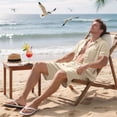 thumbnail image 6 of Men'S 2 Pieces Shirt Set Short Sleeve Button Down Casual Hippie Holiday Beach T-Shirts Shorts Outfits Khaki S, 6 of 8