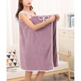 thumbnail image 3 of xiaxaixu Serviette de Bain pour Femmes avec Sangles Longueur Genou Ajustable Robe en Polaire Corail pour Douche Spa Plage, 3 of 6