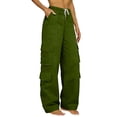 thumbnail image 2 of Cargo Pants Women Fashionable Casual Side Pockets High Waisted Elastic Straight Leg Loose Fitting Work Pants, 2 of 6
