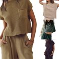 thumbnail image 5 of Gupgi Women Short Sleeve Sweater Knit Crop Top Solid Color Ribbed Tank Top, 5 of 5