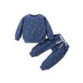 thumbnail image 1 of ZAXARRA Toddler Baby Boys Fall Pants Sets Long Sleeve Pattern Print Sweatshirt Tops and Drawstring Pants Sets, 1 of 7
