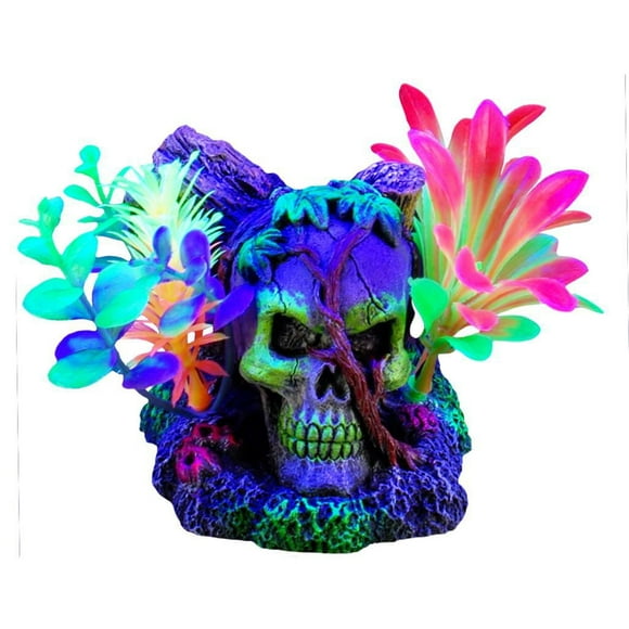 Ornement iGlo Marina, crâne et vignes avec plantes 11 cm (4,5 po)