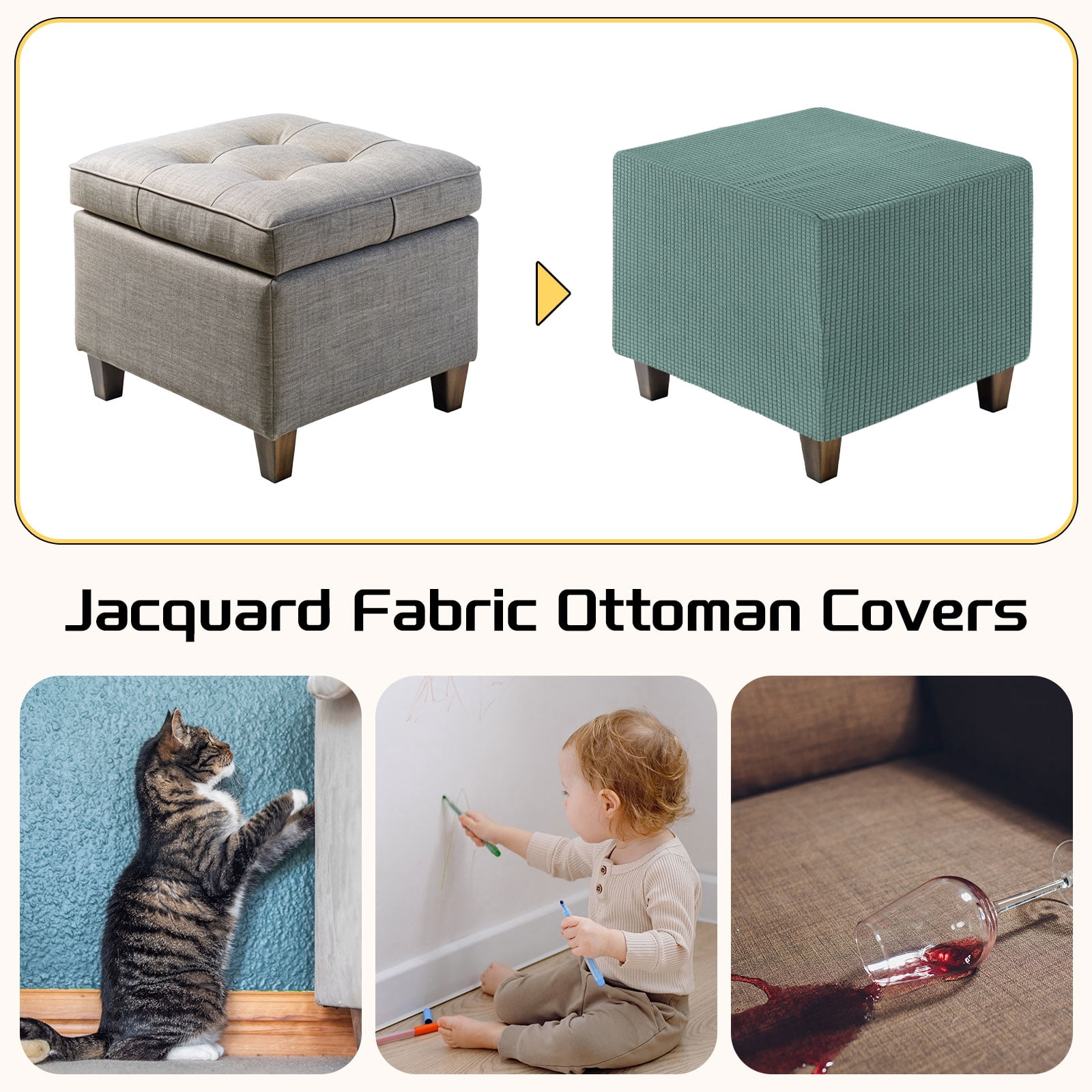 Unique Bargains Stylish Square Jacquard Slipcover Green 31.5"–40.6" x 13.8"–17.7"