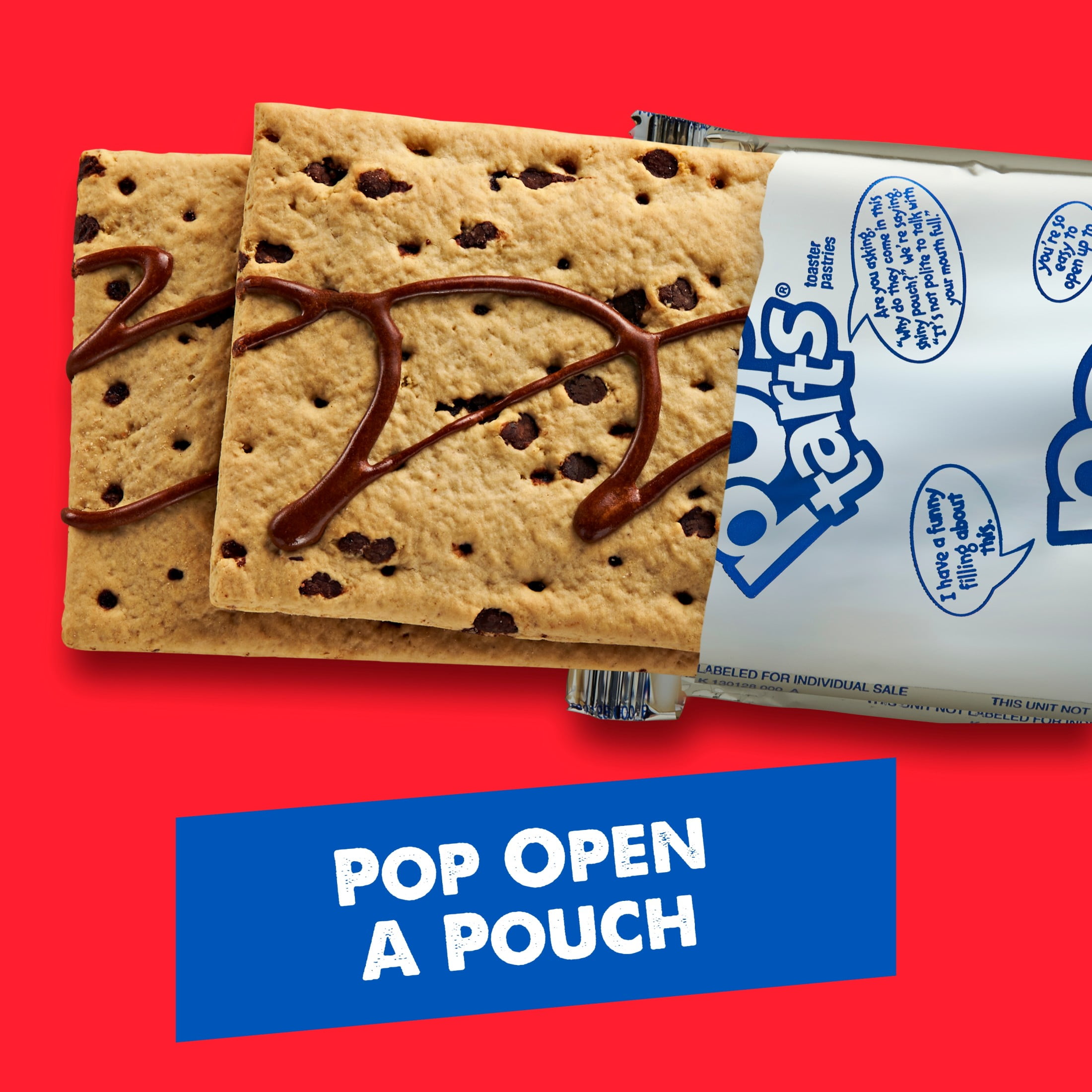 (4 pack) Pop-Tarts Chocolate Chip Drizzle Toaster Pastries, Breakfast Foods, Shelf-Stable, 27 oz (16 Count)