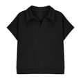thumbnail image 3 of Khunlpohl Cotton Short Sleeve Shirts for Boys V Neck Collared Solid Color Tshirt Summer Comfortable Soft Casual Tee Tops, 3 of 5