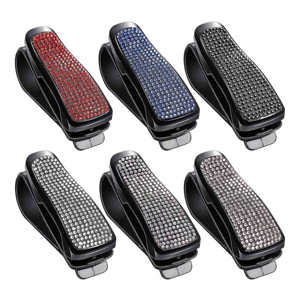 6 piezas de soporte para gafas de coche Soporte universal para visera de coche, soporte para gafas de sol, colgador de gafas y funda para billetes