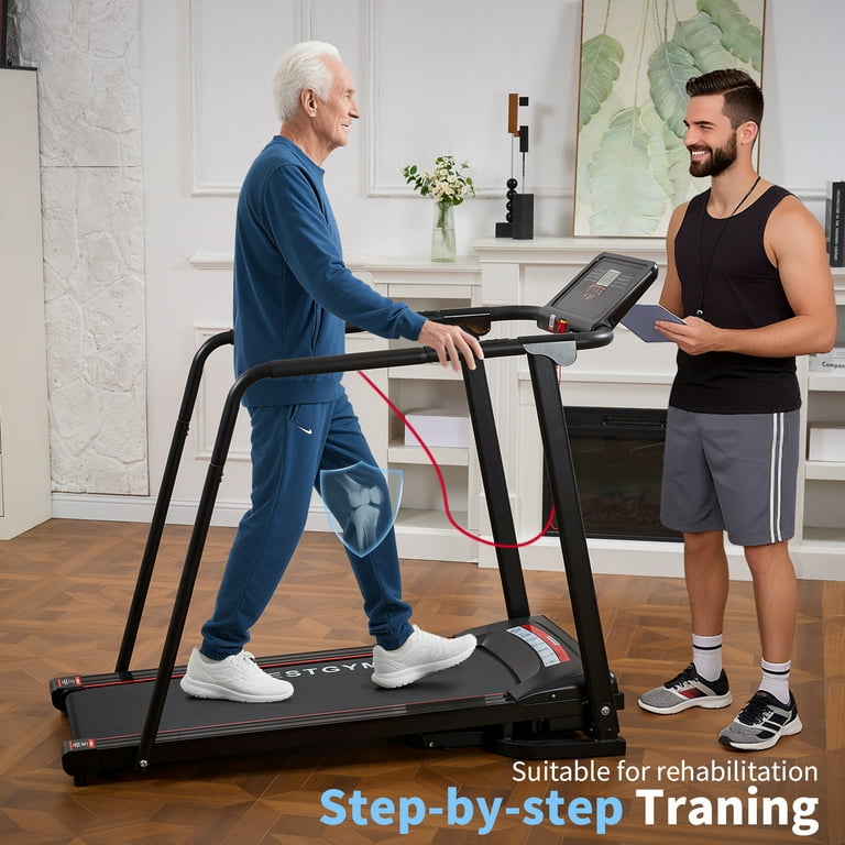 BSJ BESTGYM Walking Treadmill with Long Handrail for Balance