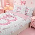 thumbnail image 3 of meiyoeat Bow Alphabet B Zipper Twin Comforter Sets with Fitted Sheet and 2 Pillowcases For Girls,Kids Pink Coquette Bowknot Zipper Bedding Set,Pink Reversible,4-Piece, 3 of 7