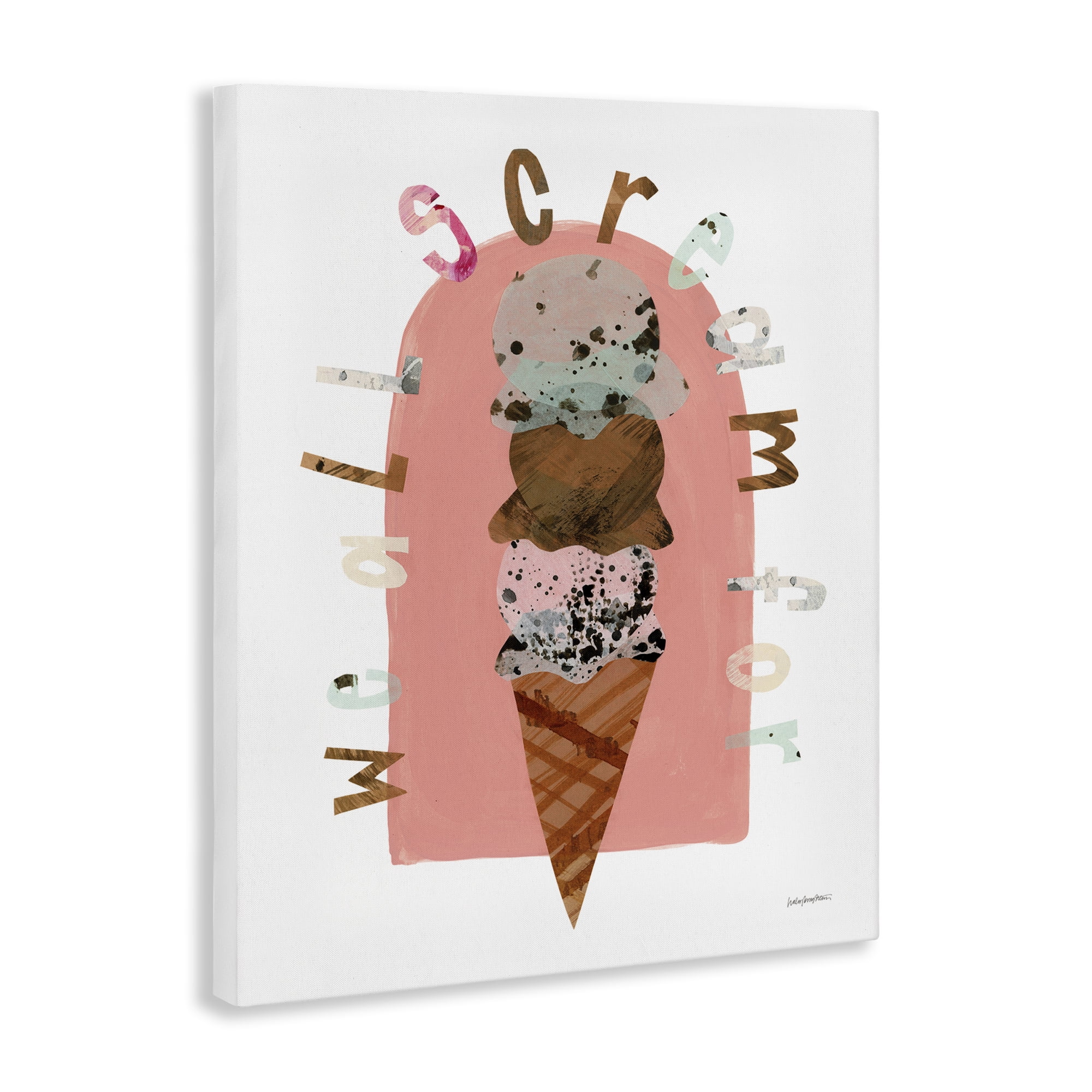Stupell Industries All Scream For Ice Cream Food & Beverage Painting Wrapped Canvas Art Print Wall Art, 16 x 20