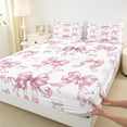 thumbnail image 3 of Manfei Retro Ribbon Bowtie Full Size Sheets,Kawaii Bow Knot Bed Sheets,White Pink Sheet Sets For Kids,Super Cozy Room Decor,4-Piece, 3 of 7