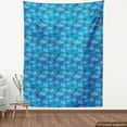 thumbnail image 3 of Ambesonne Cartoon Fabric by the Yard Upholstery, Ladybugs Hearts Clouds, 5 Yards, Blue Red, 3 of 4
