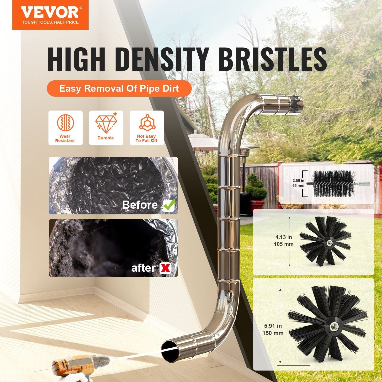 22 Pieces 30 FEET Dryer Vent Cleaner Kit, Include 3 Different Sizes Flexible Lint Trap Brush, Reinforced Nylon Duct Cleaning Dryer Vent Brush, Dryer Cleaning Kit with Clamp Connectors
