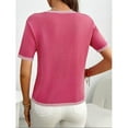 thumbnail image 2 of jinghuiyue Womens Short Sleeve Sweaters Tops Knit Crewneck Lightweight Summer Cropped T Shirts Casual Color Block Tees M, 2 of 6
