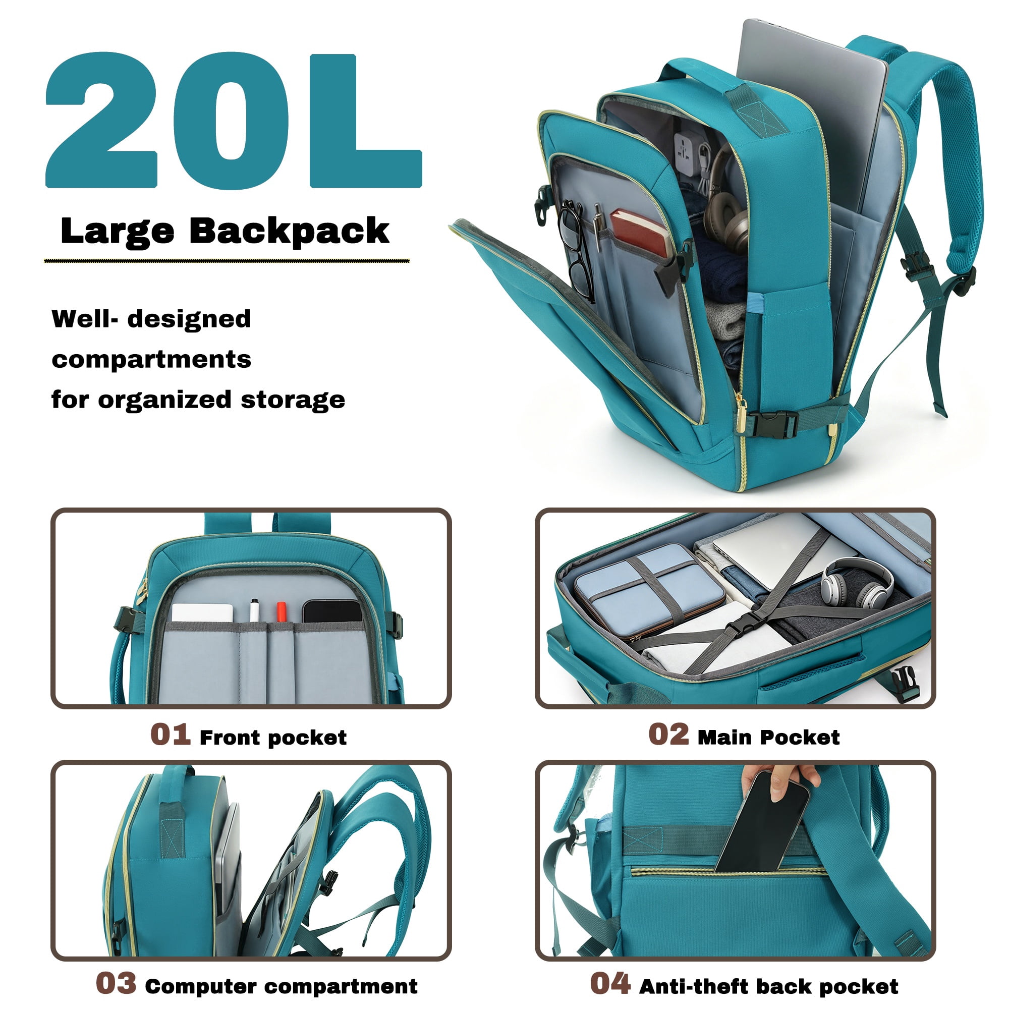 3-Piece Luggage Set, 28 Inch ABS+PC Checked Suitcase with 360° Spinner Wheels & TSA Lock, Travel Duffel & Wet-Dry Toiletry Bag for Travel