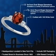 thumbnail image 2 of Gem Stone King 14K White Gold Red Garnet and Moissanite Engagement Ring for Women | 2.33 Cttw | Oval 9X7MM | Gemstone January Birthstone | Size 8, 2 of 6