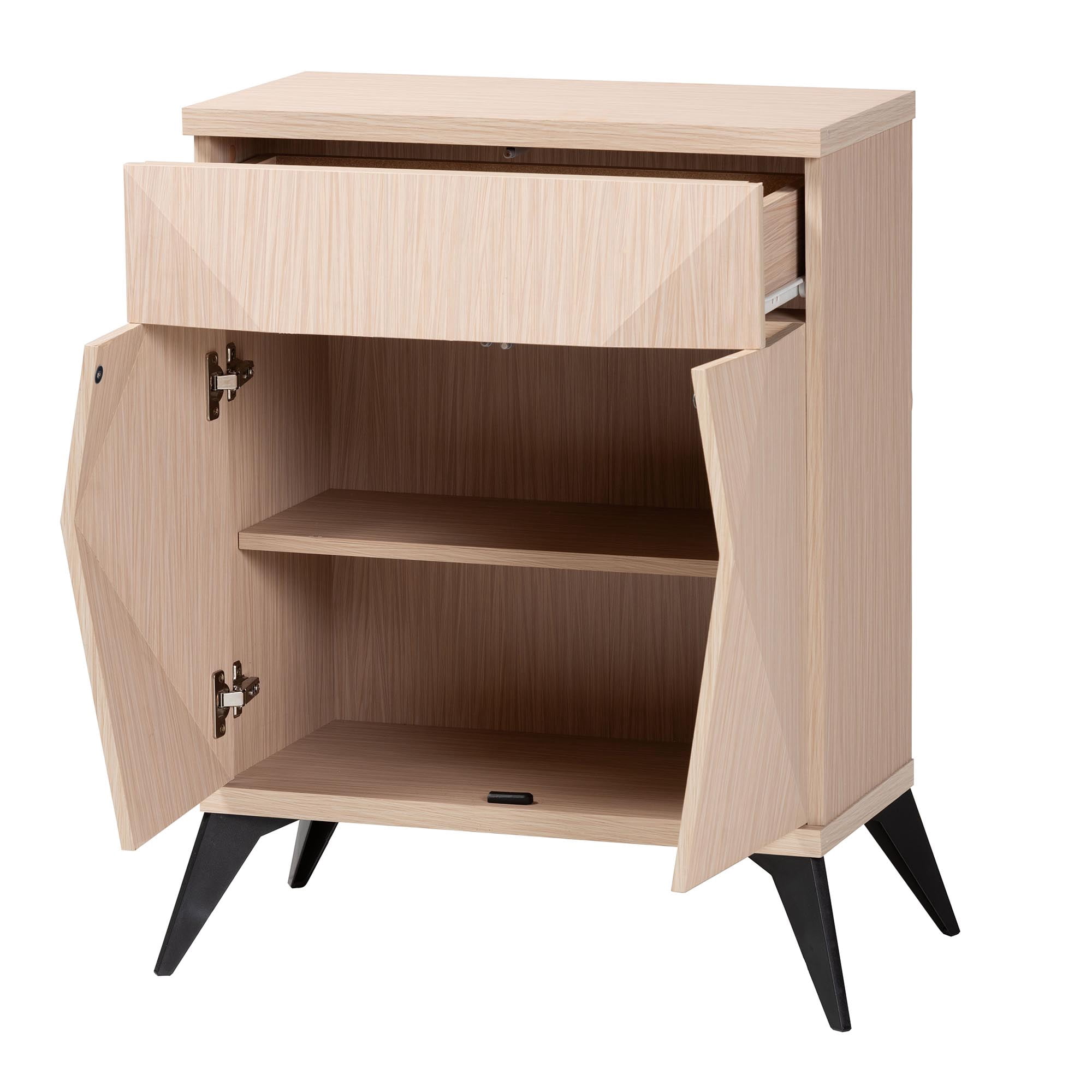 Baxton Studio Draper Mid-Century Sideboard Buffet, 2-Door, Light Brown