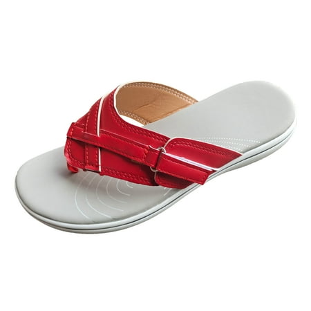 

Pgeraug slippers for women Women Casual Fashion Solid Color Flip Flops Flat Comfortable Flip-Flop Sandals Women Shoes Red 42