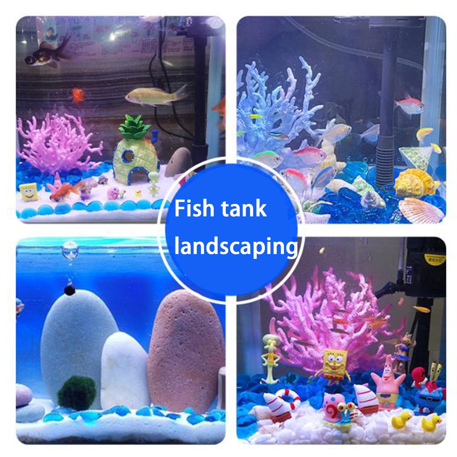 Blue Crystal Polished Stones Gravel Decoration Fish Tank Gravel Underwater Landscaping Crushed Stone for Aquarium Plants Vase Filler