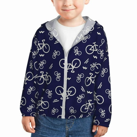 

Qekee Bicycle1 Print UPF 50+ Kids Sun-Protective Hooded Long Sleeve Rash Guard for Fishing Water Beach Sports -3 Years
