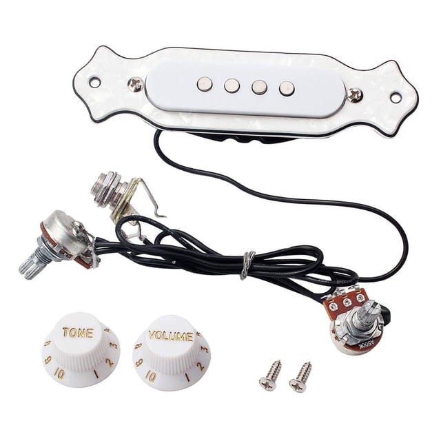4 String Guitar Soundhole Pickup Wiring Harness W/2 Sets Screws Knobs