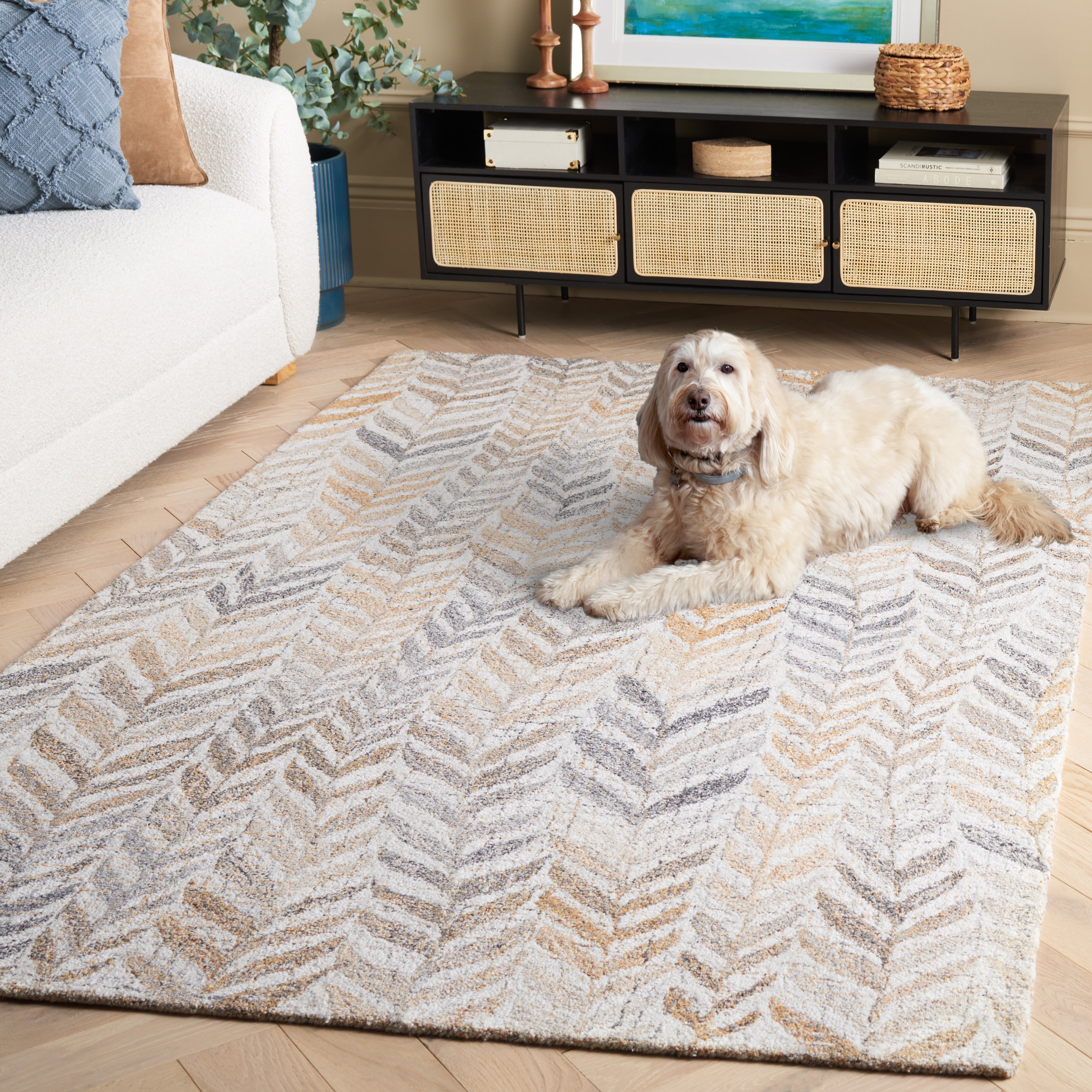 SAFAVIEH Renewal Dennis Chevron Area Rug, Beige/Gray, 5' x 8'