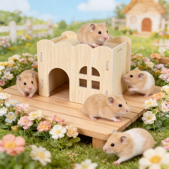 Fesfesfes Guinea Pig Hideout Cages Toys Accessories Wooden House and Habitats Hides Nature Huts for Hamster Rat and Small Animals
