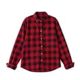 thumbnail image 5 of OGLCCG Girls Plaid Button Down Shirts Crewneck Long Sleeve Gingham Tops Kids School Uniform Dress Shirts(Red,8-10 Years), 5 of 5