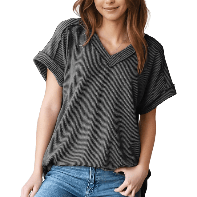 Blusas de Corta para Mujer Gris Oscuro XL