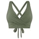 thumbnail image 1 of Prolriy Bikini Top con cordones para mujer, traje de baño con aros, cobertura completa, push up, top corto con lazo en la espalda, sujetadores de baño para mujer, verde militar, L, 1 of 4
