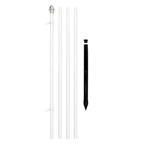 13ft Aluminum (White) Outdoor Pole with Ground Spike