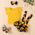 thumbnail image 5 of LMTODLFG Baby Boy Clothes Girls Clothes T Shirt Tops Floral Suspender Shorts Ruffle Sleeve Outfits Headband Set Spring Summer 0-18 Months 12 Month Girl Clothes Yellow 12-18 Months, 5 of 9
