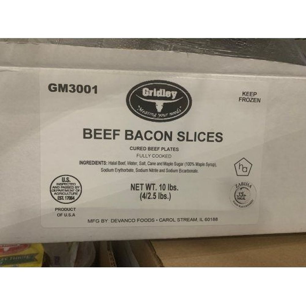 Devanco Foods Sliced Halal Beef Bacon, 2.5 Pound -- 4 per case