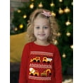thumbnail image 3 of Tstars Construction Trucks Kids Ugly Christmas Sweater Style Toddler Long Sleeve T-shirt 2T Red, 3 of 7