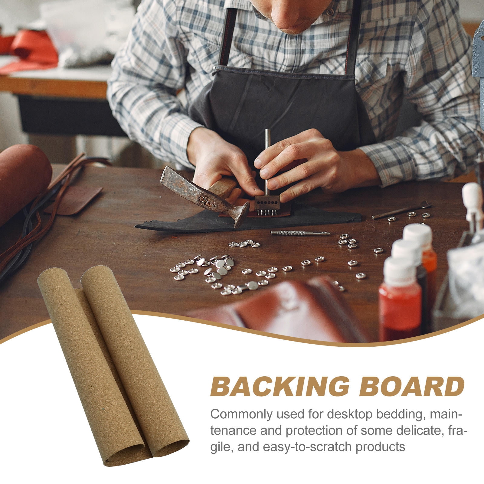 COMPUKAS Khaki Cork Bulletin Board for Office and Home, Water-Resistant Pin Board for Photos and Notes, 1 Piece