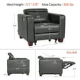 thumbnail image 6 of MCombo Wall-Hugger High Leg Power Recliner Chair with Adjustable Headrest and USB&Type C Dual Charge Ports for Living Room, Office, and Small Spaces (Faux Leather, HL128) (Dark Grey), 6 of 9