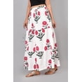 thumbnail image 6 of Women White & Red Floral Cotton Maxi Skirt | Boho Flow | Elastic Waist | Summer Wear - L, 6 of 6