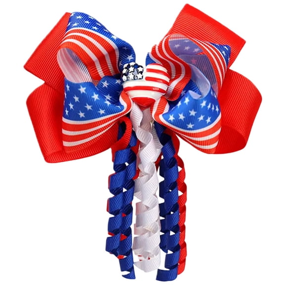Wxirdiow Little Girls Hair Accessories Independence Day Bouncy 3D Bow Hair Accessory For Childrens Festivals Red Size,One Size