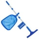 thumbnail image 1 of Kit de limpieza de piscinas con cabezal de cepillo limpiador, esponja para piscina, red recogedora de hojas y poste telescópico para limpiar piscinas subterráneas, piscina inflable azul, 1 of 8