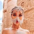 thumbnail image 3 of Tassel Head Chain Mask Chain with Rhinestone Crystal Bridal Headdress for Party, 3 of 12