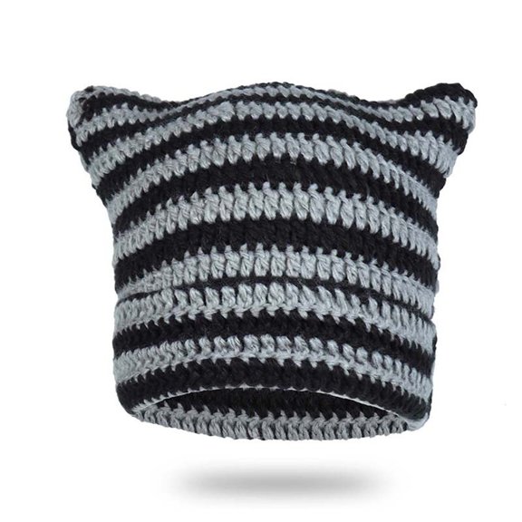 Winter Cat Ears Hat Warm Knit Hats Soft Stretch Thick Cute Knitted Cap For Cold Weather 1940s Womens Hat Womens Hat Classic Solid Color Wool French Solid Women Painter Men Ladies French Hat Male Knit