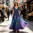 thumbnail image 4 of Maxi Dress for Wome,Short Sleeve Flowy Summer Dresses Elegant Long Boho Dress Casual Sundresses, 4 of 5