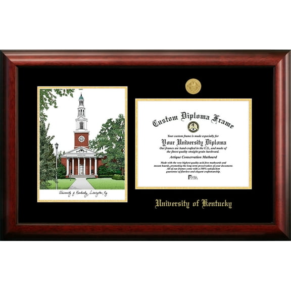 University of Kentucky 8.5" x 11" Gold Embossed Diploma Frame with Campus Images Lithograph