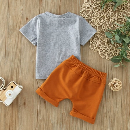 

Cathalem Designer Kids Clothes Boys Summer Months Clothes Casual 024 Solid T-shirt Short Outfits Shorts Set Boys Clothes Jacket Childrenscostume Grey 0-3 Months