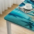 thumbnail image 4 of HAOXIT Oval Fitted Tablecloths, Tropical Palms Trees and Pattern Print Elastic Edged Table Cover, Decorative Indoor/Outdoor Fitted Table Cloth, Fits Tables White, 4 of 7