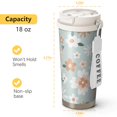 thumbnail image 4 of 18oz Travel Coffee Mug, 316 Stainless Steel Vacuum Insulated Tumbler with 2-in-1 Straw Lid & Strap, Daisy Floral Print, 4 of 6