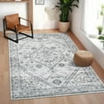 thumbnail image 4 of FairOnly Light Grey 9'x12'Boho Vintage Floral Printed Washable Area Rug Low Pile Stain Resistant Non-Slip Distressed Rug for Bedroom Kitchen Dining, 4 of 7