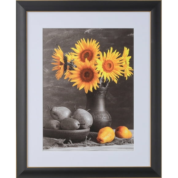 1-1/2" Polystyrene Contemporary Picture Frame - by WholesaleArtsFrames-com 11x17 1011 Series - Black & Gold - Made In USA